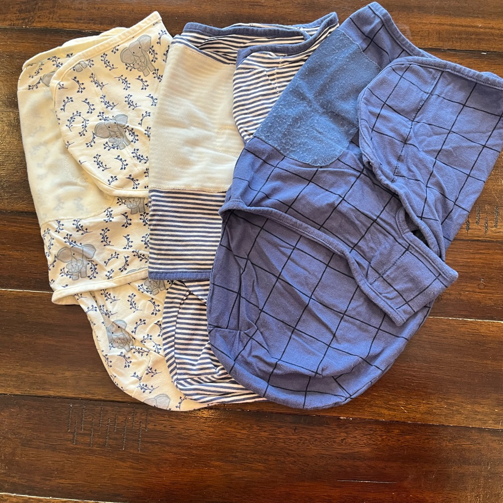 Cozy Cotton Blue And Cream 0-3 Month Sleep Sacks (3 Pc)
